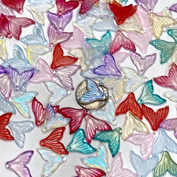 70pc GLASS Mermaid Tails Charms Jewelry Making Crafting DIY Bracelets 925 Bundle - Picture 16 of 16